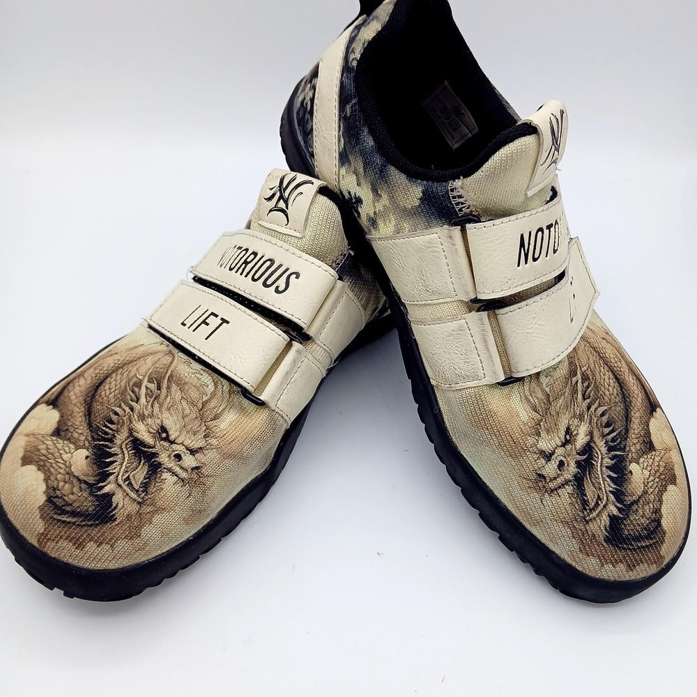 Lift Women's Beige Dragon Print Athletic Shoes